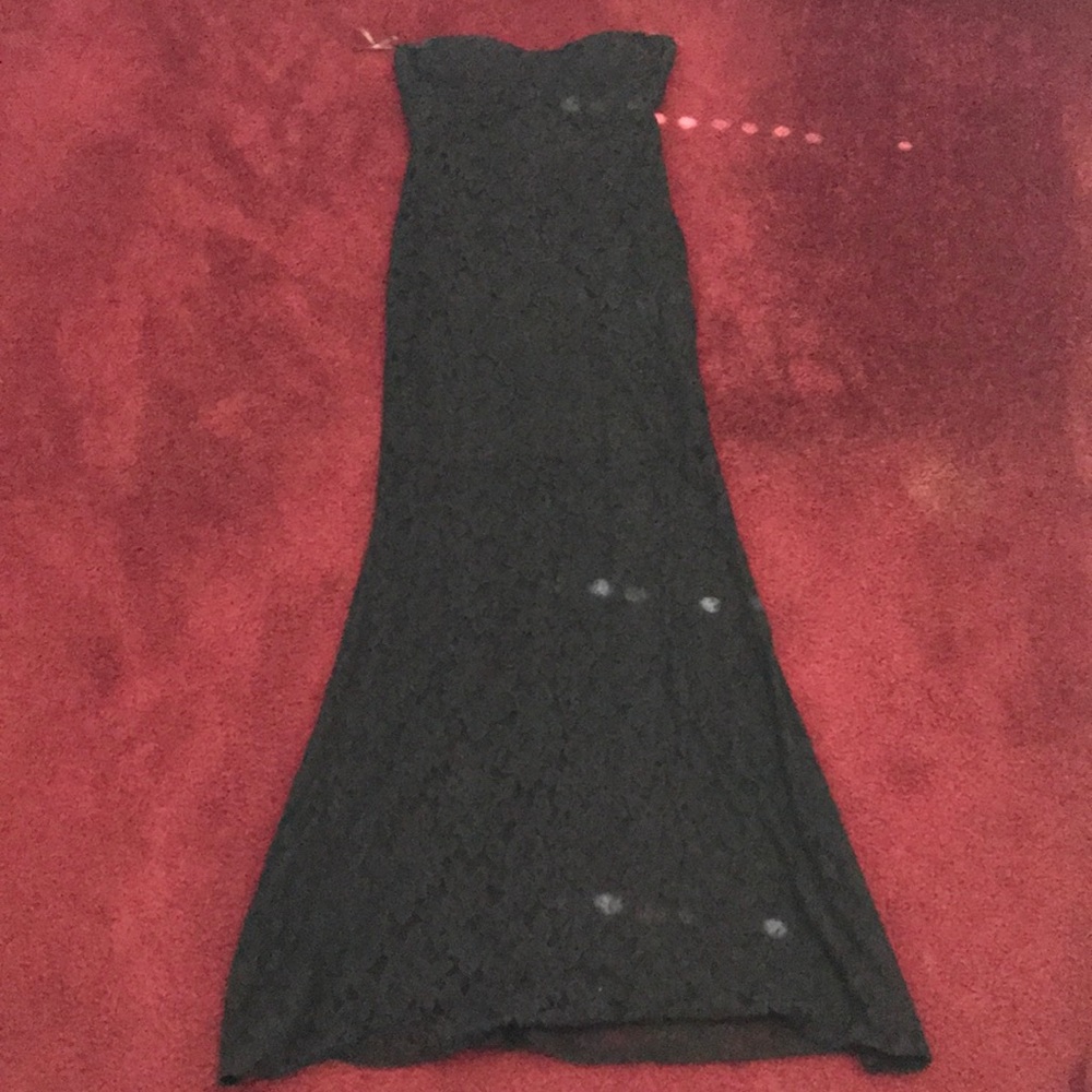 long lace black dress